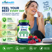 Gummies de zinc extra-fortes à marque privée 50 mg, formule personnalisée, emballage, suppléments alimentaires végétaliens pour le soutien immunitaire, OEM