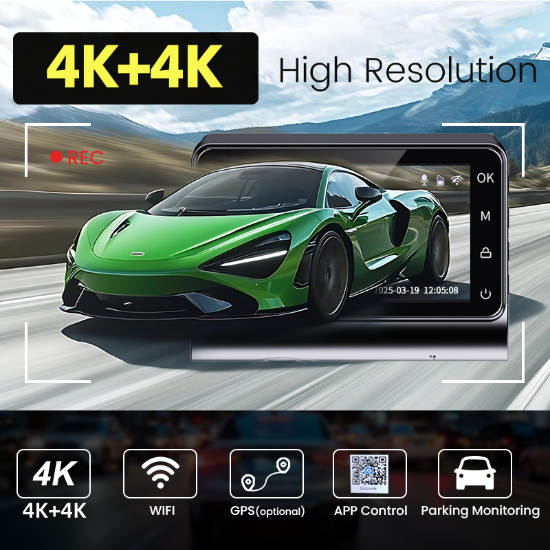 4K+4K Sony Starvis 2 Mini Dash Cam WiFi GPS 3 Inch Screen Dual Front Rear Parking Mode UK Accident Evidence