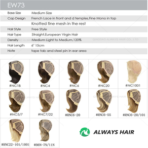 Parrucche da donna in capelli umani vergini con frontale in pizzo, mono top europeo annodato a mano, densità 120%, <span class=keywords><strong>parrucca</strong></span> <span class=keywords><strong>corta</strong></span> da 6 pollici per donne bianche - Product Image 6