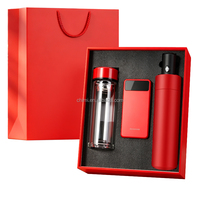 Ensemble cadeau de voyage promotionnel avec logo personnalisé, gobelet en verre, parapluie pliable, batterie externe, compagnon de voyage 3-en-1