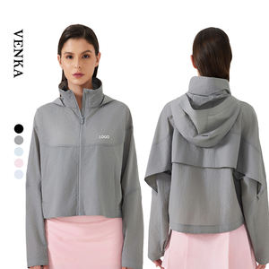 <span class=keywords><strong>Veste</strong></span> de sport respirante légère pour femmes été extérieur Anti-UV imperméable avec col montant capuche Protection solaire grande taille - Product Image 1