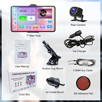 Autoradio portable avec CarPlay sans fil et Android Auto, lecteur multimédia à écran tactile IPS de 7 pouces avec Bluetooth/Siri/AUX/FM