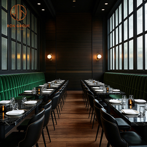 Set di Mobili di Lusso per Caffetteria Commerciale, Divano Quadrato in Velluto Verde, Arredamento per Hotel <span class=keywords><strong>e</strong></span> Ristoranti, Tavolo <span class=keywords><strong>e</strong></span> <span class=keywords><strong>Sedie</strong></span> - Product Image 2