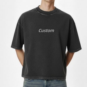 T-Shirt Vintage Personalizzata con Lavaggio Acido per Uomo, Cotone Pesante 260gsm, Maglietta Oversize con Grafica, Streetwear Y2K, Stampa DTG DTF con Logo - Product Image 2