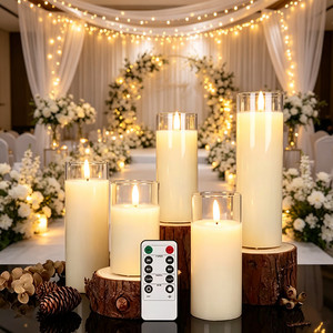 Bougie LED en verre à piles, bougie sans flamme réaliste à effet vacillant pour mariage, Noël, <span class=keywords><strong>Halloween</strong></span>, anniversaire, décoration de la maison - Product Image 4