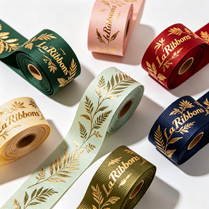 Ruban en coton et lin imprimé avec logo personnalisé, écologique, à motifs floraux vintage, pour les fleuristes et les projets de bricolage - Product Image 6