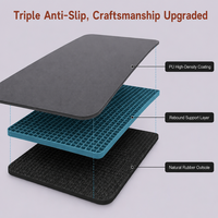Tapis de sol ergonomique en PU rectangulaire à extrémités ovales, personnalisé, résistant aux rayures, avec support antidérapant pour appui-tête