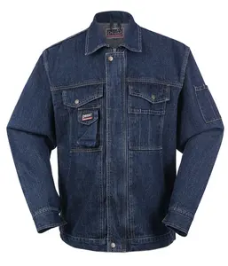 Oem Custom Wholesale Streetwear Washed Ripped Winter Wear Resisting Antifouling Plain Blue Men Denim Jean Jacket