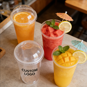 Gobelets en plastique givré en forme de U à paroi simple personnalisés 90 mm 1000 ml avec couvercle pour jus - Product Image 5