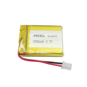 Hot selling lp503035 lipo battery 3.7v 500mAh rechargeable lithium polymer battery pack for fire alarm sensors