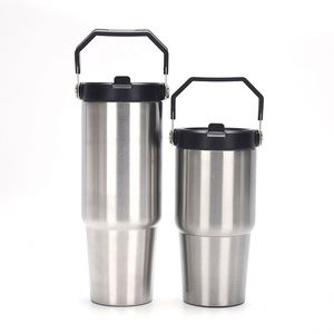 DD3998 Gobelet isotherme à double paroi en acier inoxydable de 30 oz avec poignée rabattable, sans BPA, anti-fuite, maintien thermique 12-24h, logo personnalisé - Product Image 1