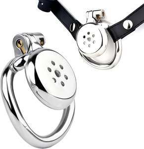 Jaula <span class=keywords><strong>de</strong></span> <span class=keywords><strong>castidad</strong></span> plana Dispositivos <span class=keywords><strong>de</strong></span> <span class=keywords><strong>castidad</strong></span> masculina, jaulas <span class=keywords><strong>de</strong></span> metal para pene con cerraduras y cinturón invisibles, Juguetes sexuales para adultos para parejas masculinas - Product Image 3