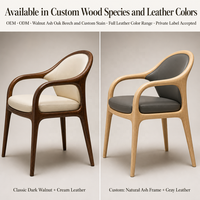 Chaises de salle à manger à dossier haut en bois massif couleur noyer, style nordique minimaliste moderne, avec dossiers en cuir, pour bars et hôtels.