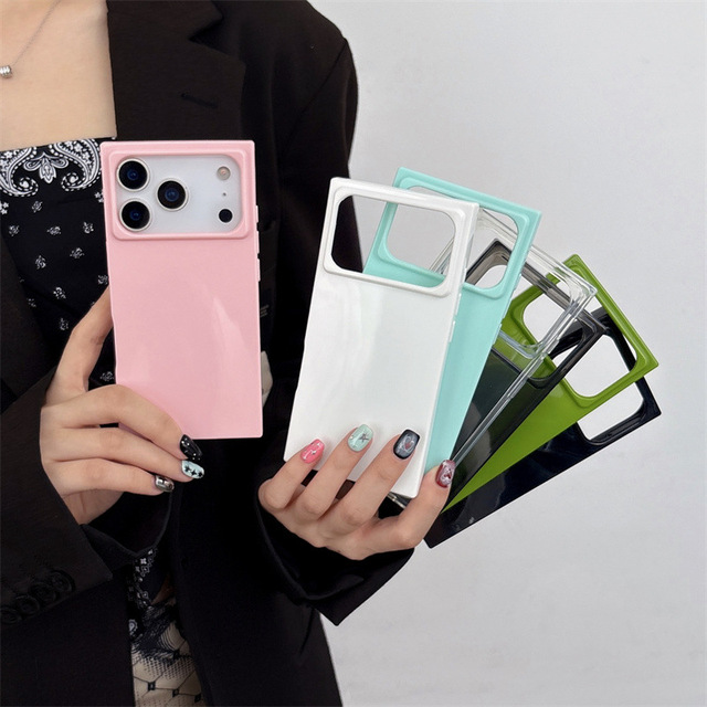 Business Minimalism Mobile Phone Case for iphone 16 Plus 17 Air Pro Max Square Edged Frame Shell Cellphone Shockproof Back Cover
