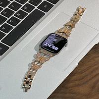 Bracelet de montre en métal incrusté de cristaux, élégant, réglable, pour femmes, remplacement de montre intelligente