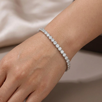 Bracelet tennis en or massif 10K 14K 18K avec diamants de laboratoire ronds de 4 mm à quatre griffes, 7,5 pouces, vente en gros, fabrication de bijoux