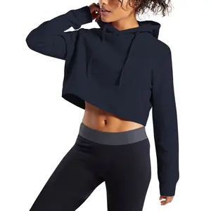 2019 Kualitas Tinggi Grosir Panas Kaos Lengan Panjang Wanita Atasan Pullover Hoodie Crop Hoodie