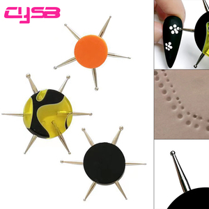Outil de pointillage circulaire à 6 têtes, stylo de dessin pour nail art, outil de décoration multi-têtes pour strass, outils de manucure pour le pointillage - Product Image 1