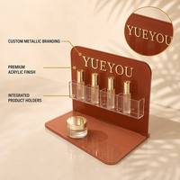 Expositor de Cosméticos Acrílico Plegable y Portátil de Color Personalizado con 4 Ranuras para Mostrador de Tienda de Belleza - Ligero y Fácil de Montar