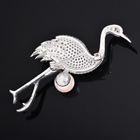 Broche grue en perles naturelles de luxe XILIANGFEIZI, accessoires haut de gamme personnalisés pour costumes et robes de soirée, vente en gros