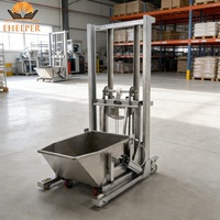 Lève-charge mobile pneumatique/électrique robuste en acier inoxydable, capacité 200 kg, pour chariots de service et trémies à viande