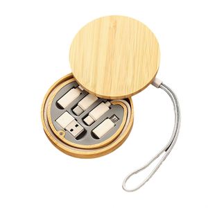 Cable de Carga QM de Paja de Trigo con Caja de Almacenamiento de Bambú Pulido y Asa de Transporte para Transferencia de Energía de Dispositivos Portátiles - Product Image 6