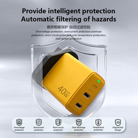 Cargador Rápido GaN de 40W con Doble Puerto USB-C PD y Enchufe UK Ignífugo para Teléfonos, Laptops y Cámaras