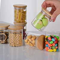 Pots à épices de stockage en verre borosilicaté avec couvercle en bambou pour la cuisine domestique