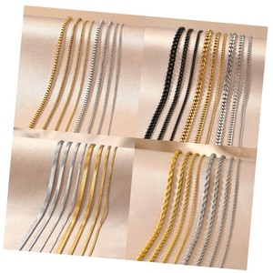 써지컬스틸 빈티지 커브 쿠반 체인 초커 목걸이 블랙 골드 - Product Image 1