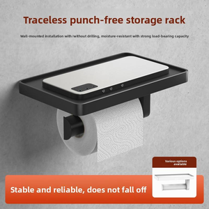 Support mural sans perçage pour téléphone portable et porte-papier toilette pour salles d'hôtel, chambres d'hôtes, hôtels - Product Image 4