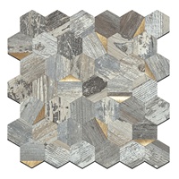 Coller sur auto-adhésif vinyle Pvc Composite noir marbre hexagone peler et coller carreaux de mosaïque pour cuisine dosseret salle de bain mur