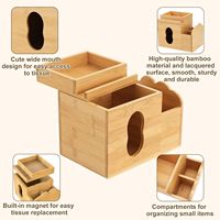 Boîte à mouchoirs en bois en gros avec plateau de rangement, support à mouchoirs en bambou avec organisateur de télécommandes et de maquillage