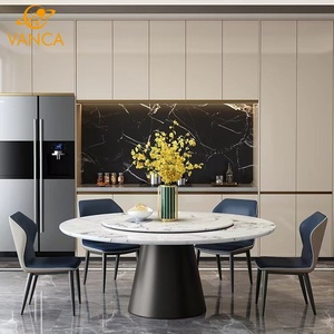 Mesa de comedor redonda de madera de diseño moderno de lujo con patas especiales de mármol verde para sala de estar comedor hogar Bar1 - Product Image 5