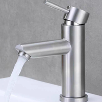 Robinet de lavabo moderne en acier inoxydable noir mat, mitigeur monocommande eau chaude et froide