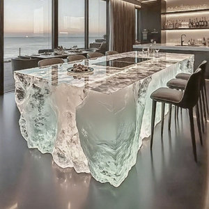 Mesa de epoxi con efecto de hielo esmerilado de lujo R027, muebles artísticos para sala de estar, Bar, escritorio acrílico minimalista de estilo Zen japonés - Product Image 1