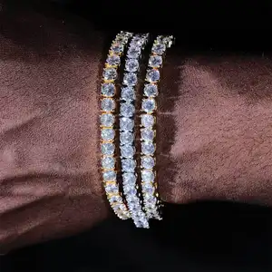 Collares de joyería de moda Hip hop 4mm 5mm 6mm pulsera de cadena de tenis de diamantes de imitación de zirconia cúbica helada