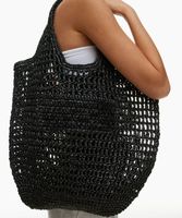Sac de plage en paille tendance, tissé à la main en tissu naturel, fourre-tout personnalisé pour femme, idéal pour les vacances d'été