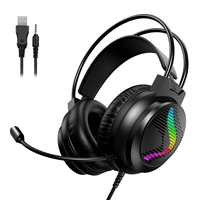 Audífonos para Juegos J11 con Micrófono Ajustable, Control de Volumen, Luces LED RGB, para Consola de Juegos, Computadora Portátil, PC
