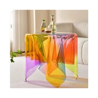Table basse en acrylique transparente de style nordique, colorée, fantaisie, minimaliste, irisée, pour la décoration de la maison