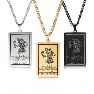 Moda Hip Hop Tarot kartları Esotericism takı Vintage paslanmaz çelik Waite <span class=keywords><strong>Chalice</strong></span> Tarot kart kolye kolye erkekler için - Product Image 1