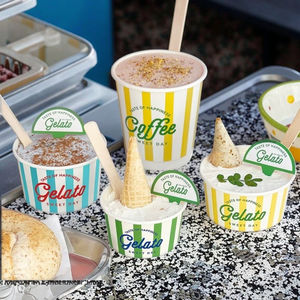 Vaso de Postre Desechable Personalizado, Ecológico, Impreso en Fábrica, Tazón de Papel para Helado con Tapa - Product Image 1