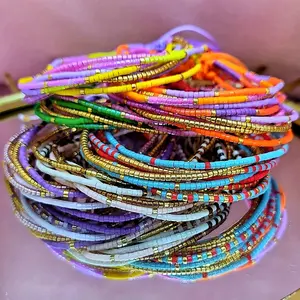 Nhà máy trực tiếp go2boho Bohemian đầy màu sắc đàn hồi mùa hè bãi biển lướt sóng Vòng đeo tay Miyuki tila đính cườm Vòng đeo tay cho phụ nữ đồ trang sức