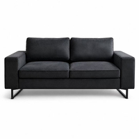Canapé 2 places moderne carré rembourré avec accoudoirs larges, assise profonde et pieds métalliques fins pour appartement, salon, petite villa