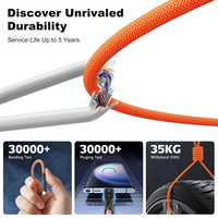 Kabel Thunderbolt 5 Kecepatan Tinggi 80Gbps USB C ke USB C Kabel Pengisian Daya 240W(5A), Kabel Tipe C Berjaring untuk Komputer Macbook