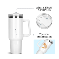 Gobelet isotherme de 40 oz avec poignée, en acier inoxydable, personnalisable avec logo par sublimation, pour cadeaux promotionnels en gros, tasse à café de voyage