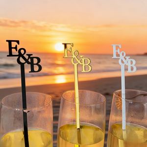 Agitateurs à boisson en acrylique personnalisés, bâtonnets à cocktail personnalisés avec les noms des couples, décorations pour fiançailles et fêtes - Product Image 2
