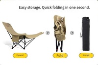 Chaise de camping pliante inclinable portable en tissu Oxford avec pieds de support en acier carbone, chaise de jardin pour la pêche et la plage