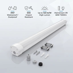 Luz LED Tri-Proof de 150 cm (5 pies), 60 W, 7200 lm, SMD2835, Alto Lumen, IP67, Impermeable, 3000 K, 4000 K, 5000 K, 6000 K, Iluminación para Lavado de Autos y Supermercados - Product Image 2