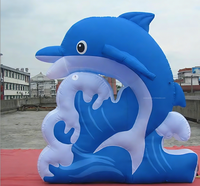 Dauphin gonflable géant avec vague / Dauphin gonflable pour événements, pour la décoration d'événements sur le thème de l'océan