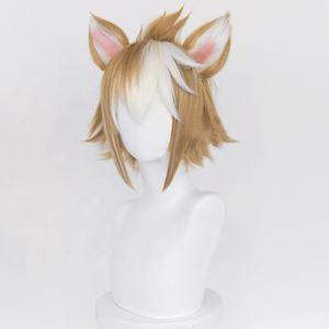 Vente en gros 35cm court brun mixte Genshin Impact <span class=keywords><strong>Gorou</strong></span> Anime perruque <span class=keywords><strong>Cosplay</strong></span> synthétique résistant à la chaleur cheveux Peluca avec deux oreilles - Product Image 5